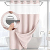 Double-Layer Waffle Shower Curtain with Built-in Snap Liner