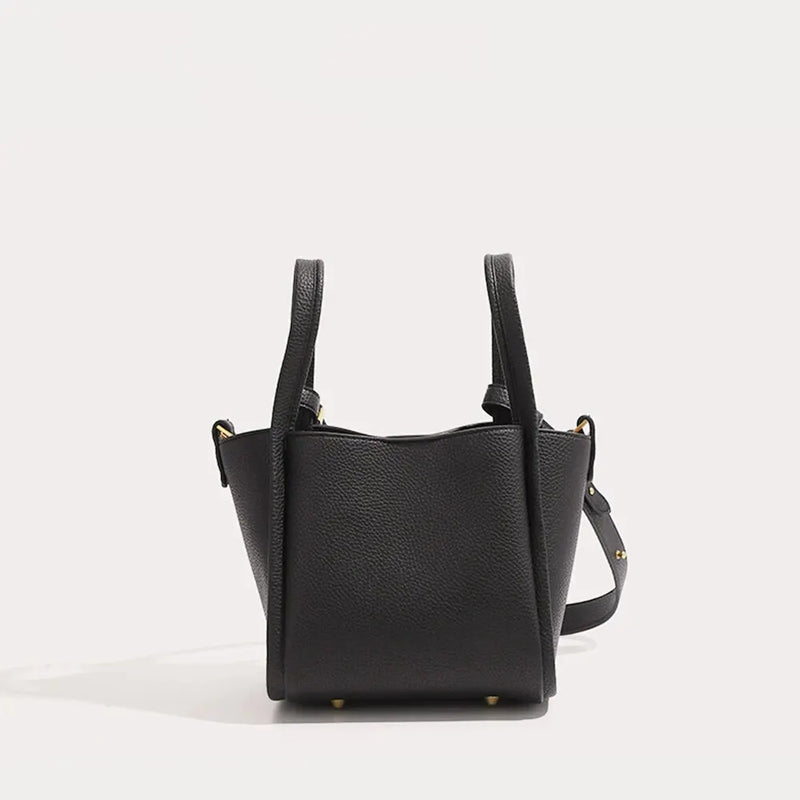 Minimalist Vegan Leather Crossbody Bucket Bag