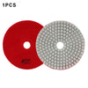 One red polishing pad and one gray diamond grinding pad for stone and concrete work