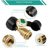 Components of a digital propane tank gauge including a handwheel connector and solid brass construction interface