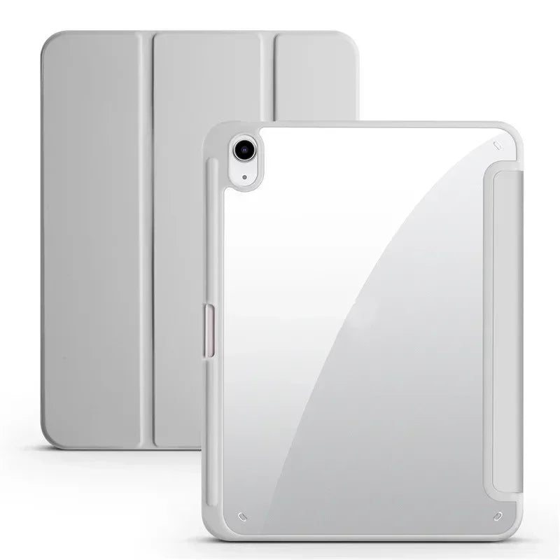 Slim Trifold iPad Case with Clear Acrylic Back and Pen Holder