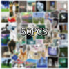 A collection of 50 cartoon dream core art stickers featuring various characters and designs.