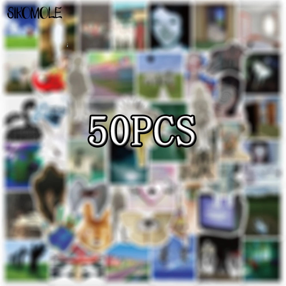A collection of 50 cartoon dream core art stickers featuring various characters and designs.