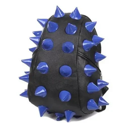 Black riveted PU leather backpack for travel and laptop use