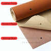 Rolls of self-adhesive leather repair patches showing the layers: leather front, protect paper, and strong glue.