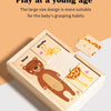 A wooden three-piece puzzle featuring animals like a bear and giraffe designed for young children.