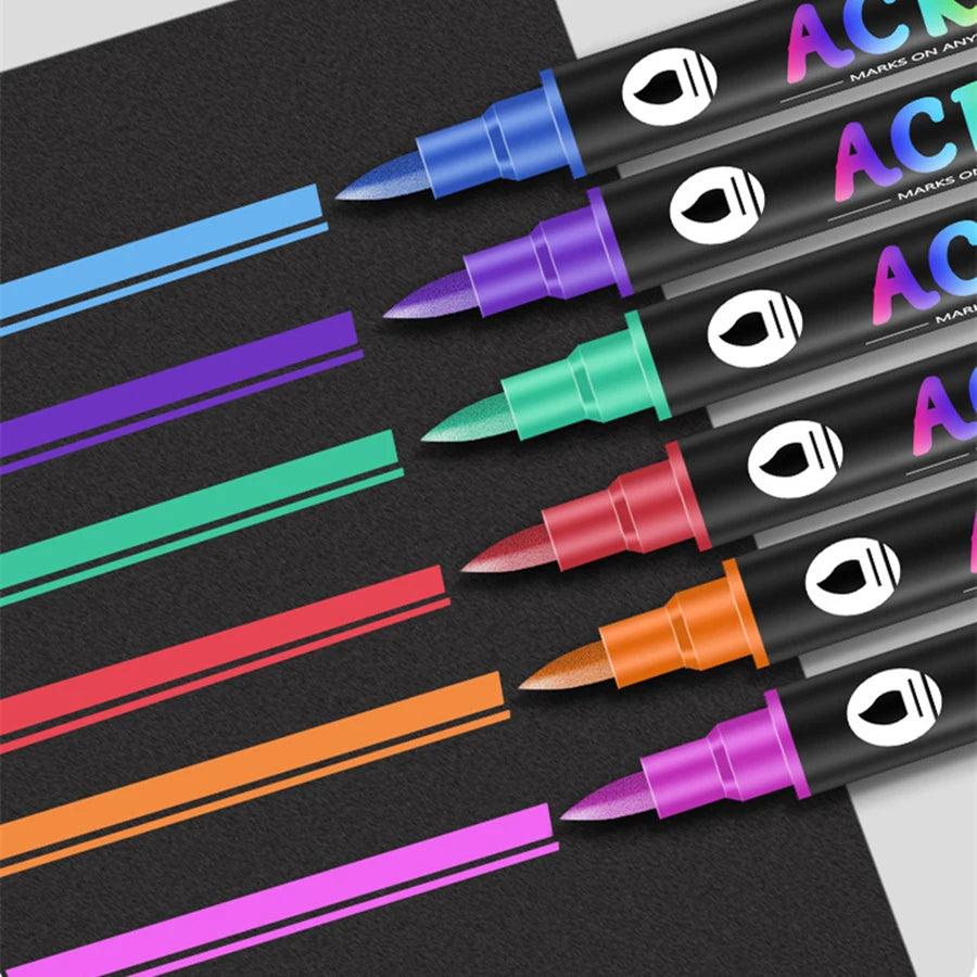 Dual-Tip Acrylic Paint Markers Set for Art and Craft Projects