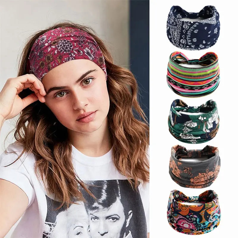 Bandeau Vintage à Motif Imprimé