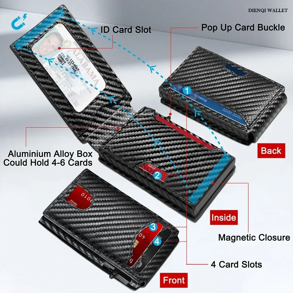 Slim RFID-Blocking Carbon Fiber Card Holder Wallet