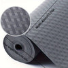Roll of gray waterproof oil-proof shelf liner material showing width and length measurements