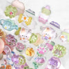 A collection of 3D jelly stickers featuring cute cartoon animals and a ghost rabbit in various pastel colors.