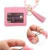 Silicone Bead Bracelet Leather Card Holder Wristlet
