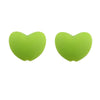 A pair of bright lime green silicone heart beads for DIY jewelry making