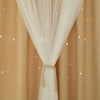 Beige Star Perforated Sheer Curtain with Blackout Lining