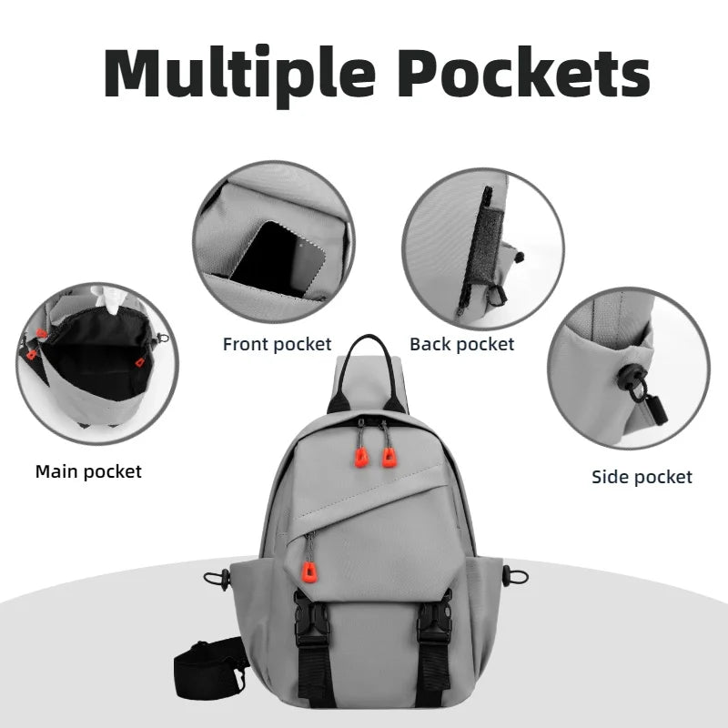 Men's Multi-Pocket Outdoor Chest Bag for Cycling and Hiking