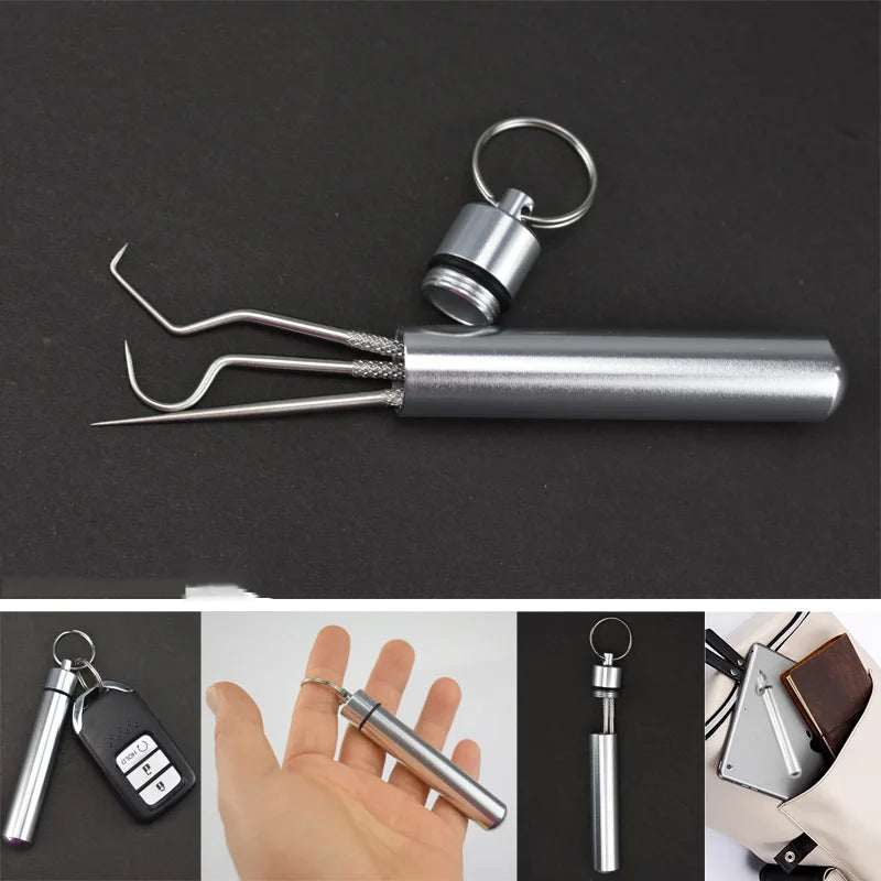 Reusable Stainless Steel Toothpick Set with Portable Case