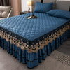 Gold Embroidered Lace Bed Skirt with Heart Pattern