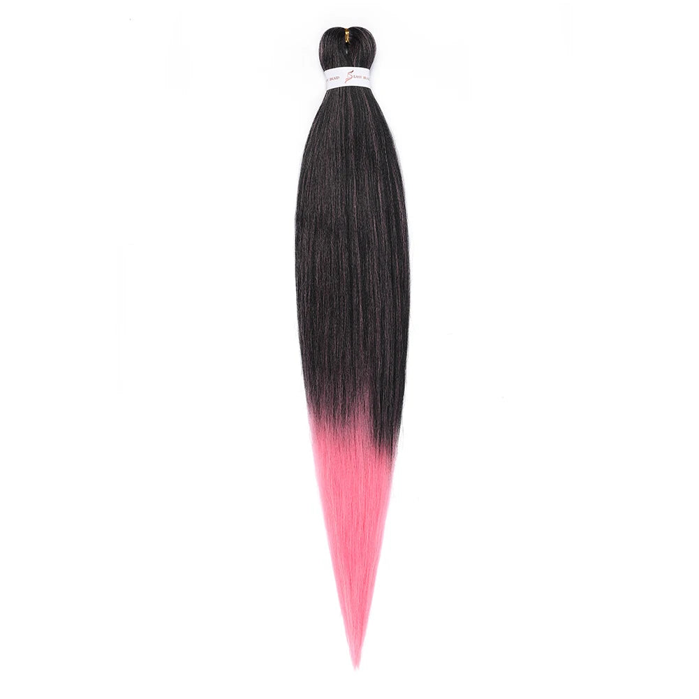 Vorgestreckte Ombré-Flechtfrisuren mit Farbverlauf von dunkelgrau zu pink