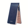Dunkelblaue Slim-Faux-Leder-Multikarten-Wallet mit goldfarbener Reißverschlussverzierung.