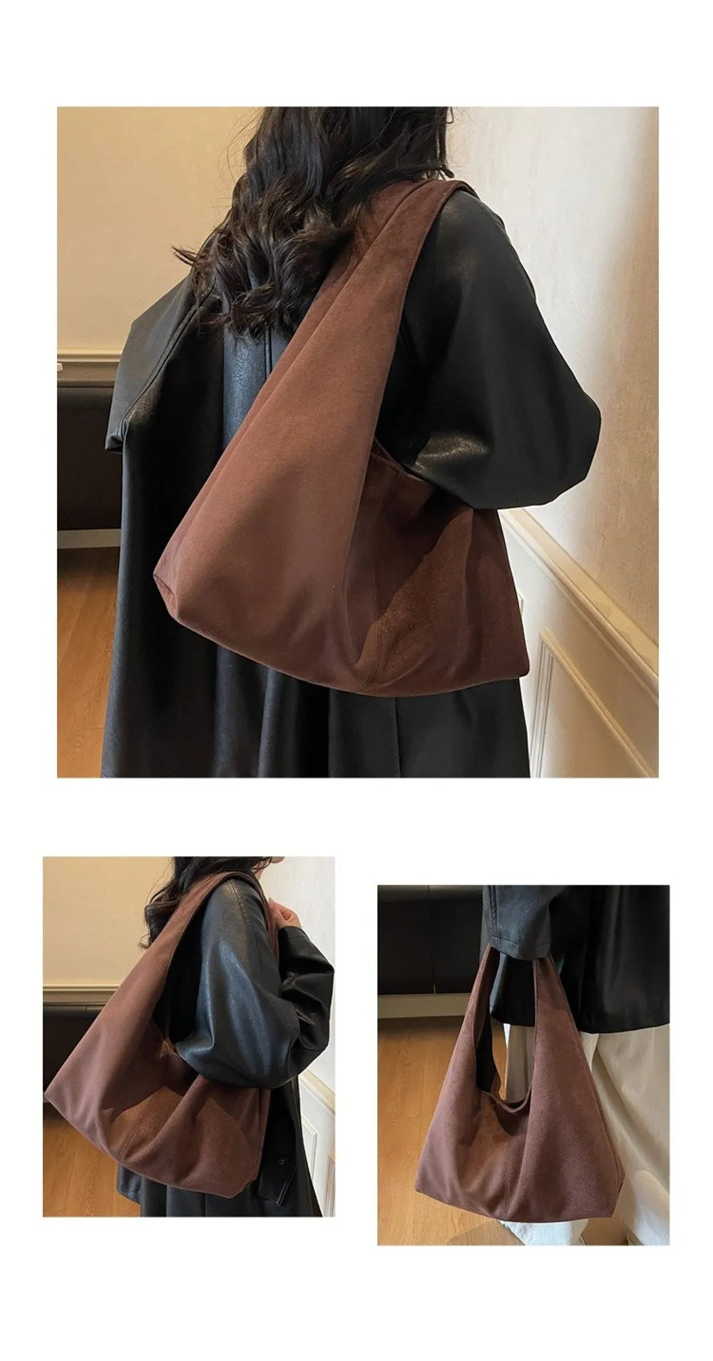 Retro Suede Shoulder Bag with Large Capacity