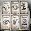 A set of ten tarot-style oracle cards featuring themes like Clarity, Mysteries, Roots, Guidance, Focus, and Alignment.