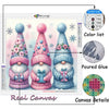 Kit de peinture de diamants avec trois gnomes tricotés roses et bleus sur une toile