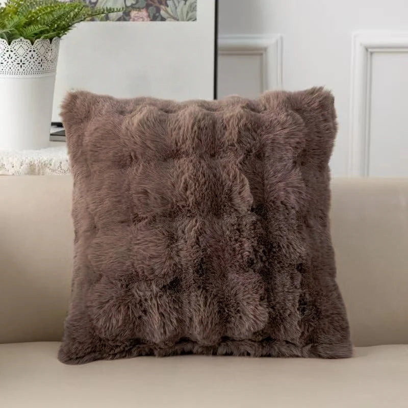 Plush Faux Fur Throw Pillow Cover