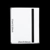 A white card binder album with dimensions 31cm x 25cm, featuring a black vertical strip.