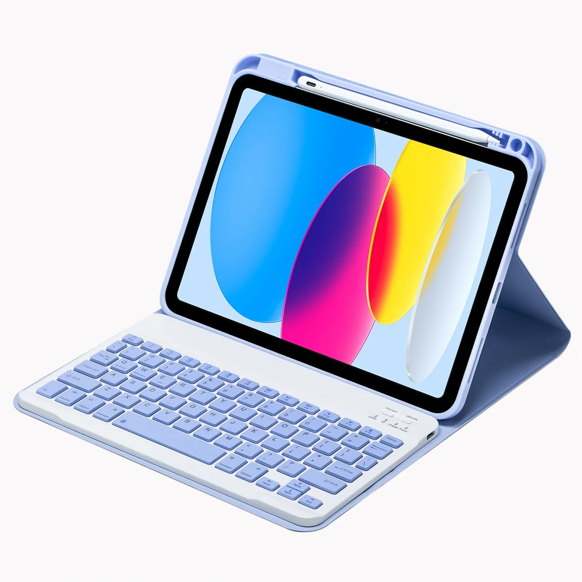 Bluetooth Keyboard Case for iPad with Detachable Keyboard & Pencil Holder