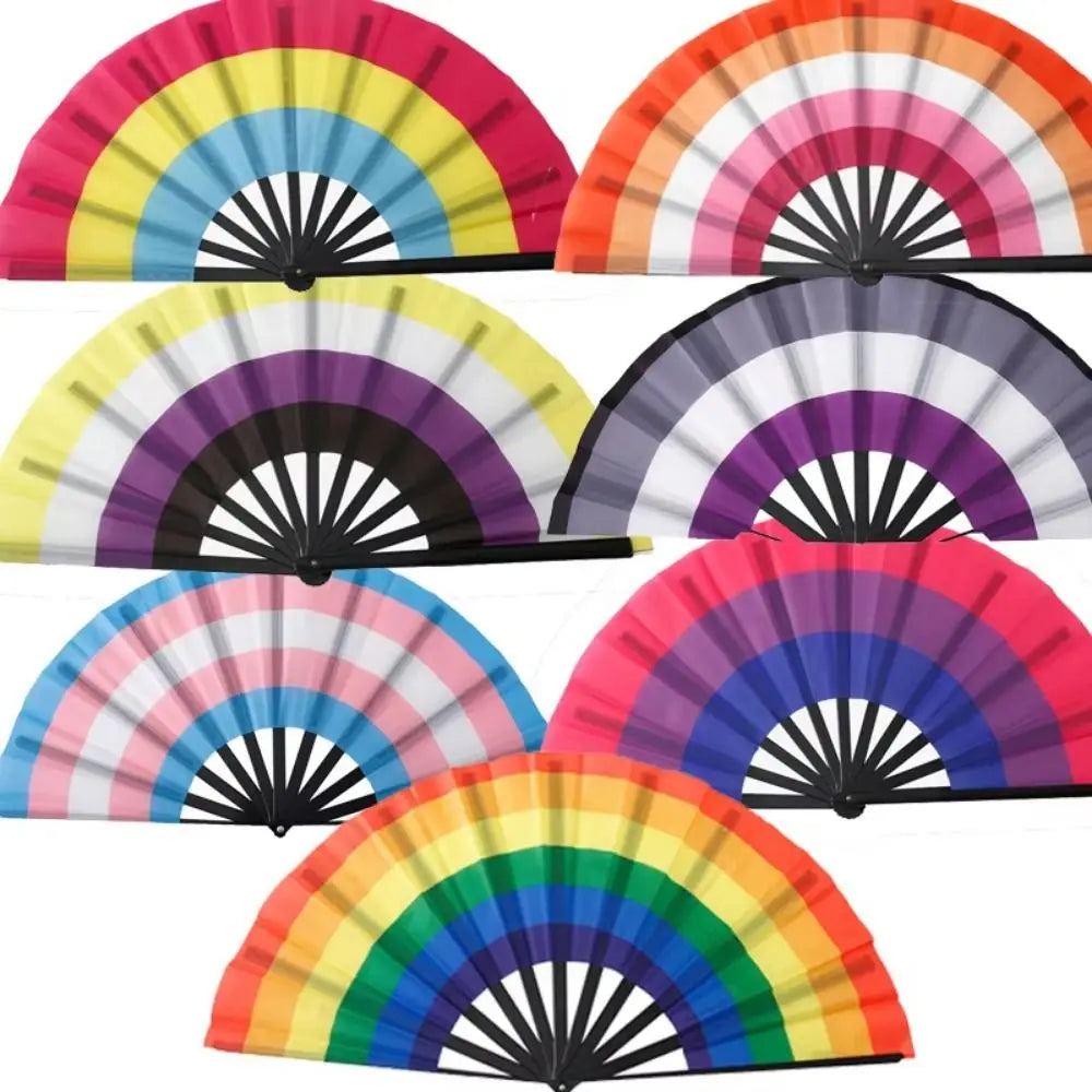 Foldable Rainbow Hand Fan with Gradient Design