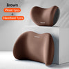 Brown memory foam car headrest and lumbar support pillow shown in two pieces