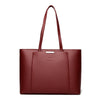 Genuine Leather Tote Bag with Multiple Pockets &amp; Zipper Closure
