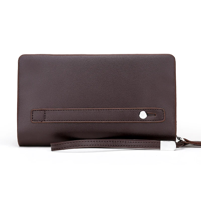 Men's Leather Clutch Wallet with Phone Pocket