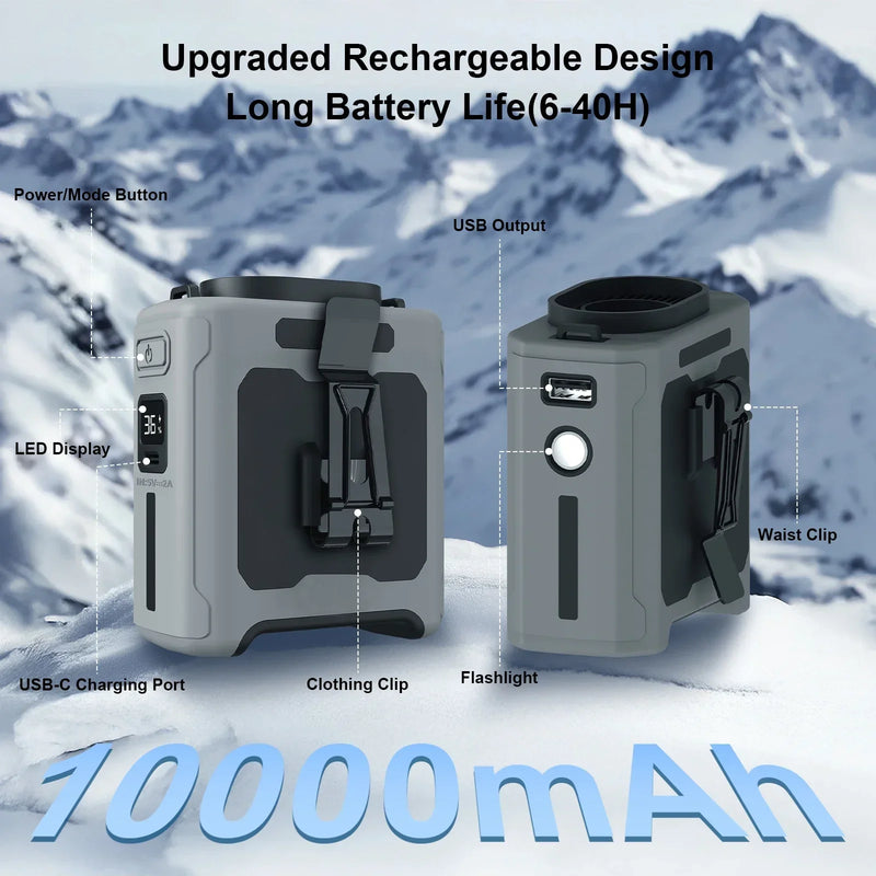 Portable Waist Fan with 10,000mAh Power Bank