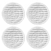 Four circular images showing textured gray replacement mop cloths.