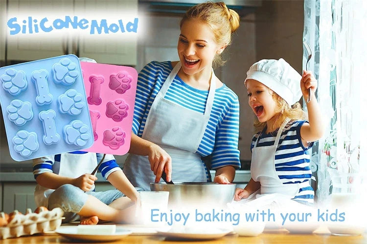 Pet Paw Print Silicone Mold Set for Baking and Treats