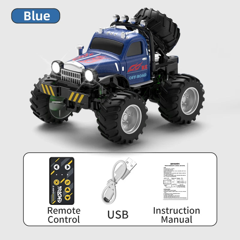 شاحنة تعمل عن بعد (RC) على مقياس 1:64، للطرق الوعرة، بإطارات كبيرة وملحقات التحكم