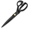 A pair of black professional heavy-duty fabric shears for tailoring and leatherwork.