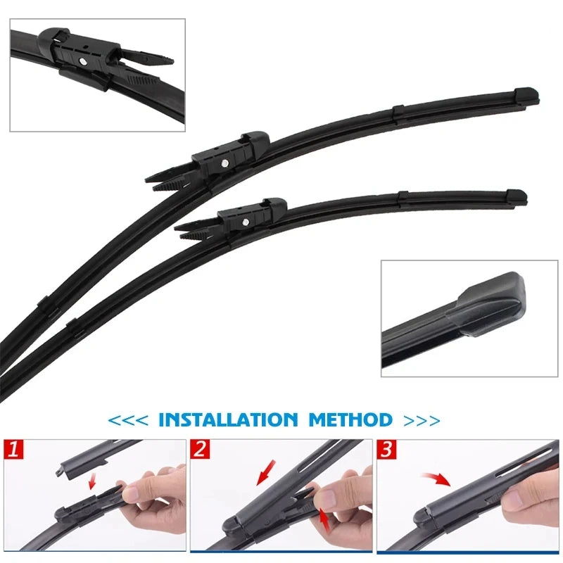 Installation method showing how to attach GMC Yukon front windshield wiper blades