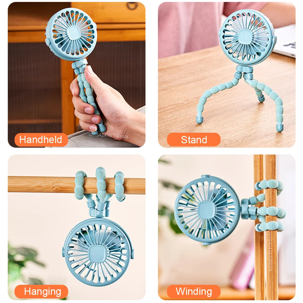 Portable Clip-On USB Rechargeable Mini Fan