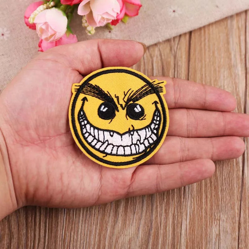 Funny Yellow Expression Embroidered Iron-On Patch