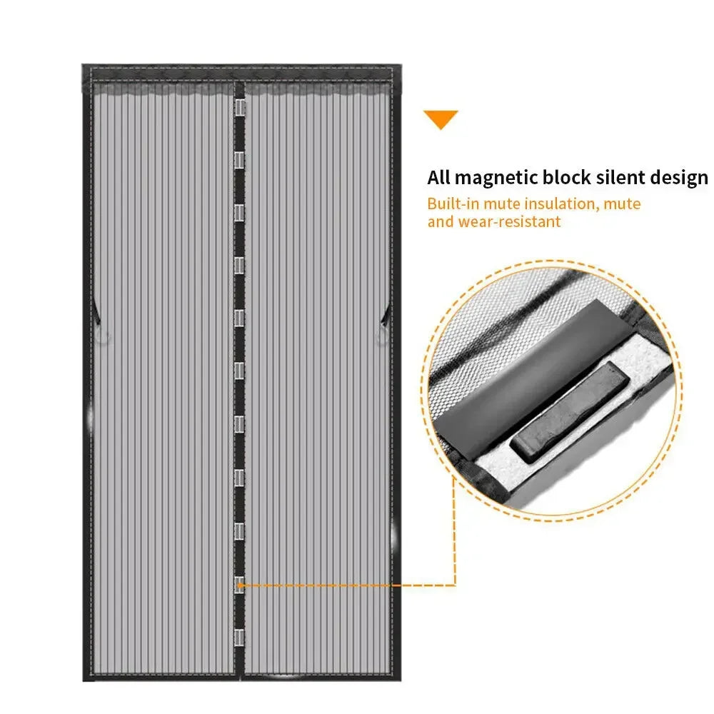 A magnetic screen door featuring a mesh curtain design with built-in mute insulation.