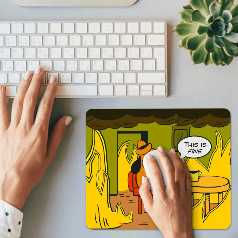 This Is Fine Dog Gaming Mousepad Desk Mat