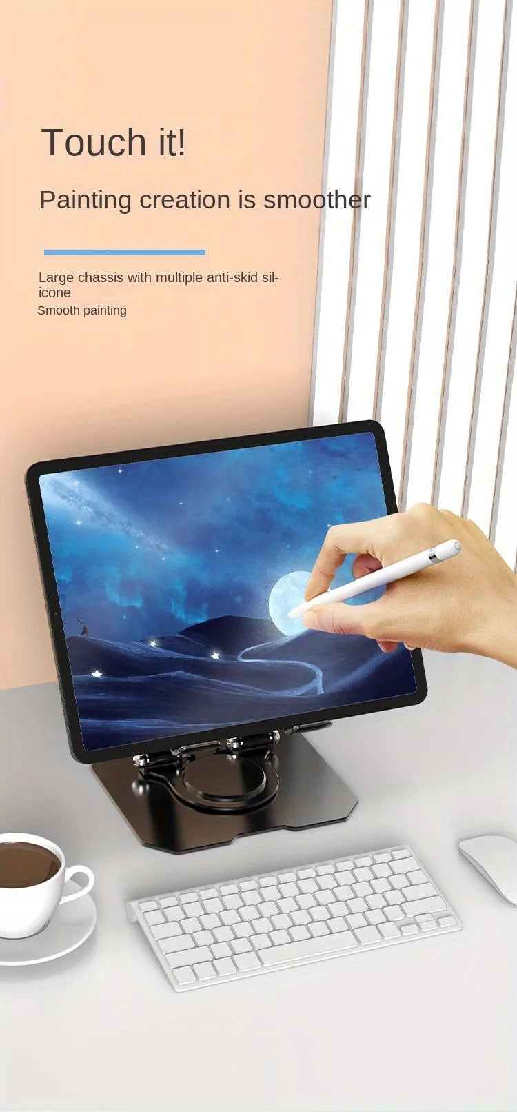 360° Rotating Aluminum Tablet Stand for 4.7-12" Devices