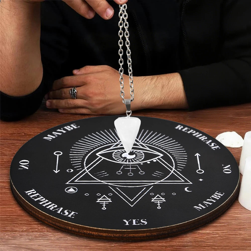 Wooden Divination Pendulum Board with Crystal Necklace