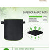 A set of black non-woven fabric grow bags and containers for gardening and plant cultivation
