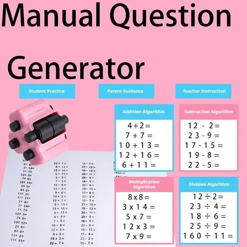A set of four math roller stamps for students practicing addition, subtraction, multiplication, and division algorithms.