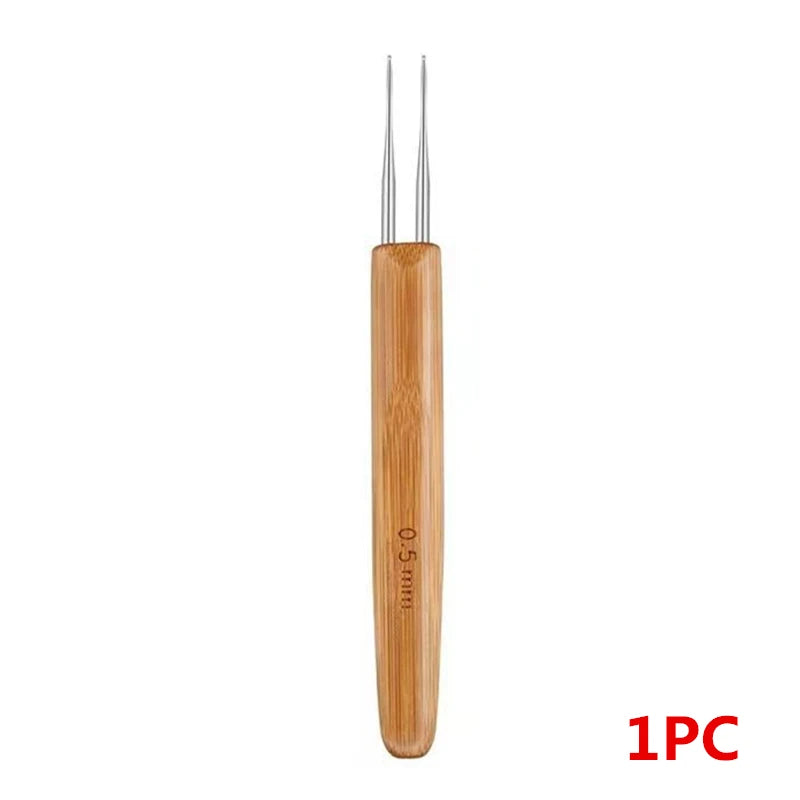 Wooden Handle Dreadlock Crochet Hook for Hair Styling