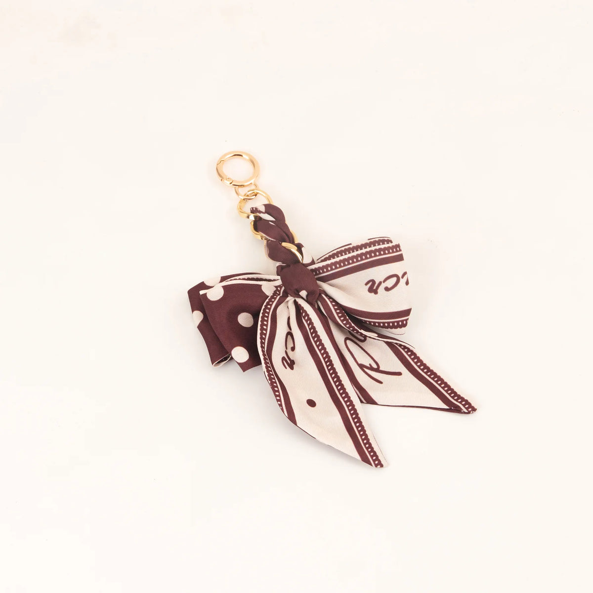 Chic Silk Bow Keychain with Ribbon Charm