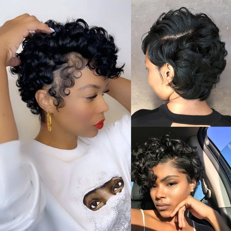 Short Curly Pixie Cut Wig